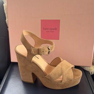Kate Spade Camel Suede Platform Heels